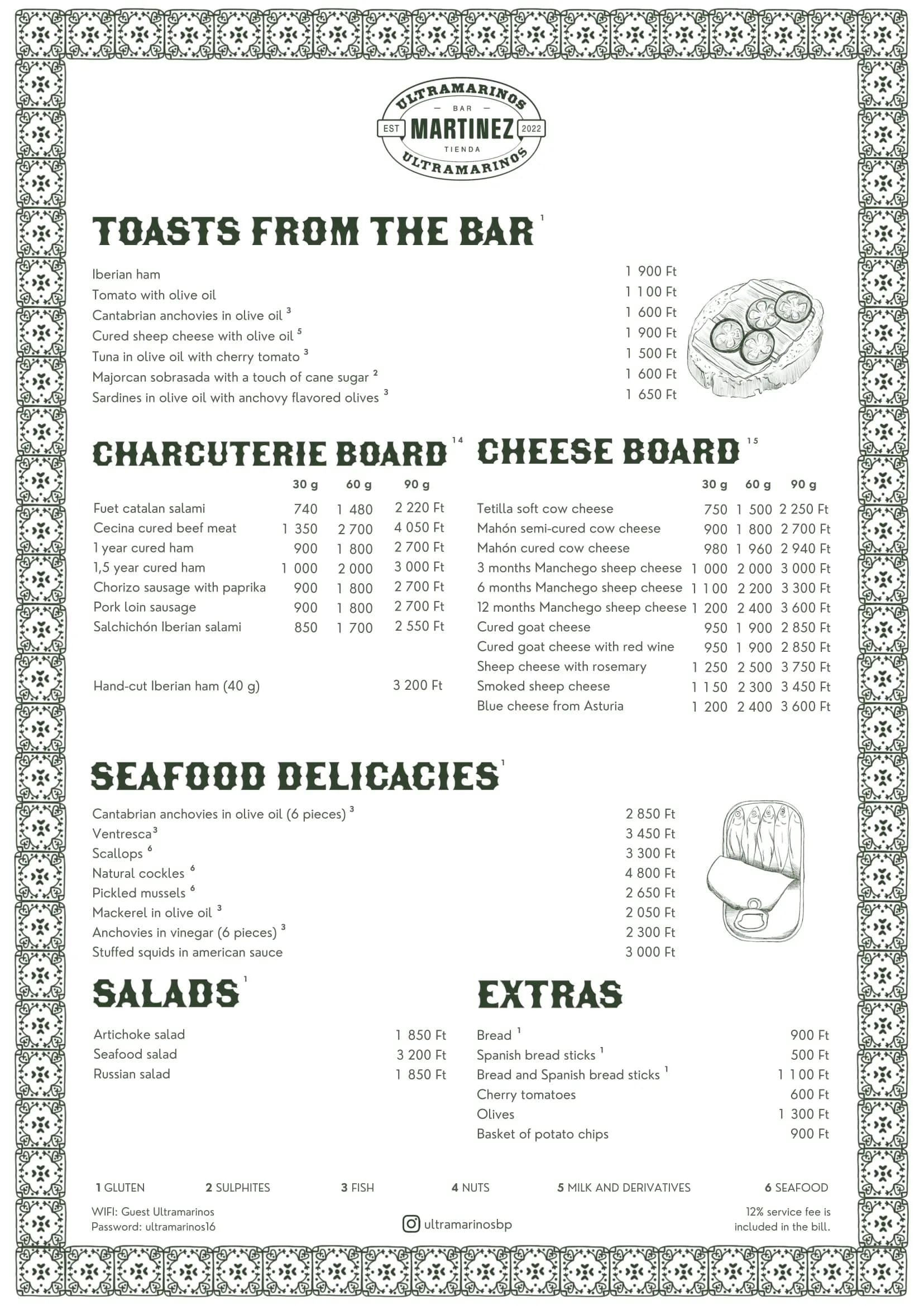Drink menu of Ultramarinos Martínez restaurant